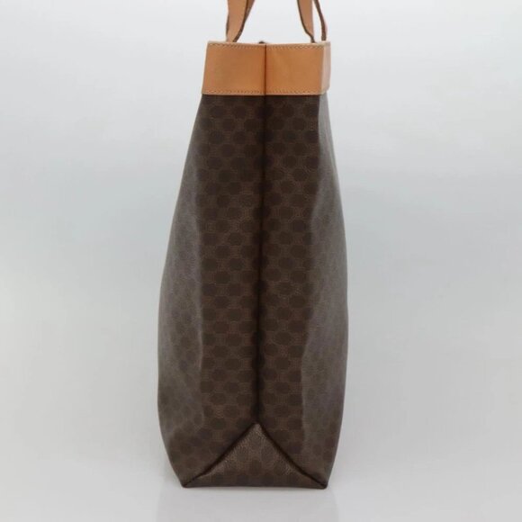 CELINE Macadam Canvas Tote Bag PVC Leather Brown Gold Auth mr1098 - Picture 4 of 16